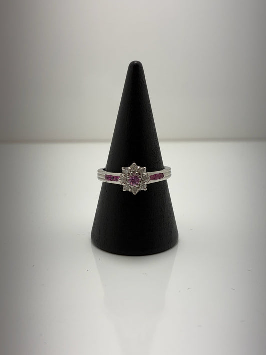 9ct Pink Sapphire And Diamond Ring