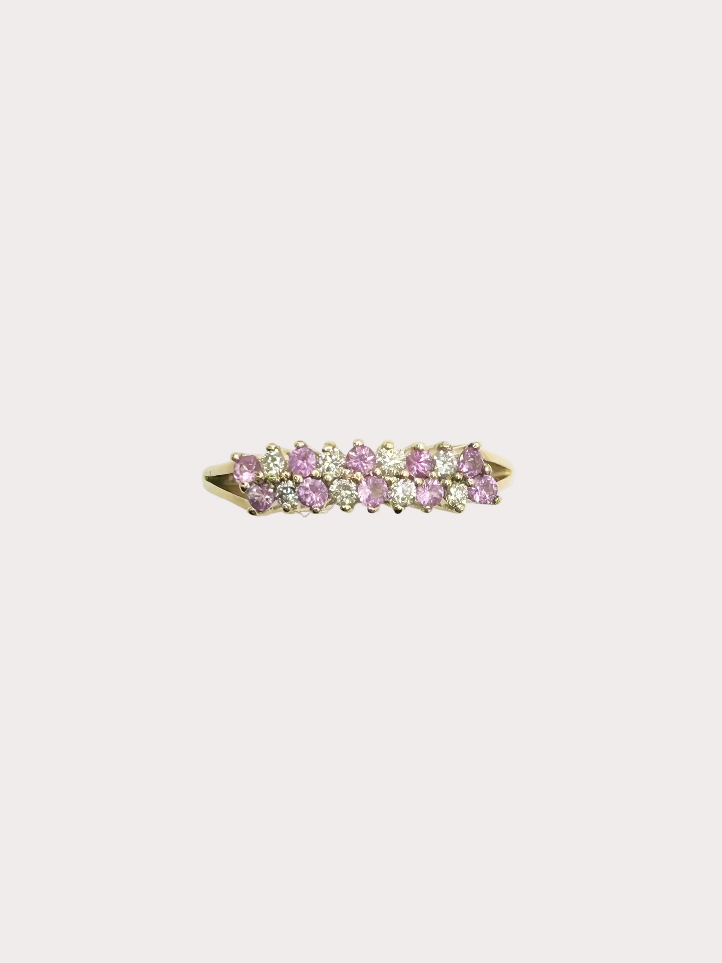9ct Gold Diamond and Pink Sapphire ring