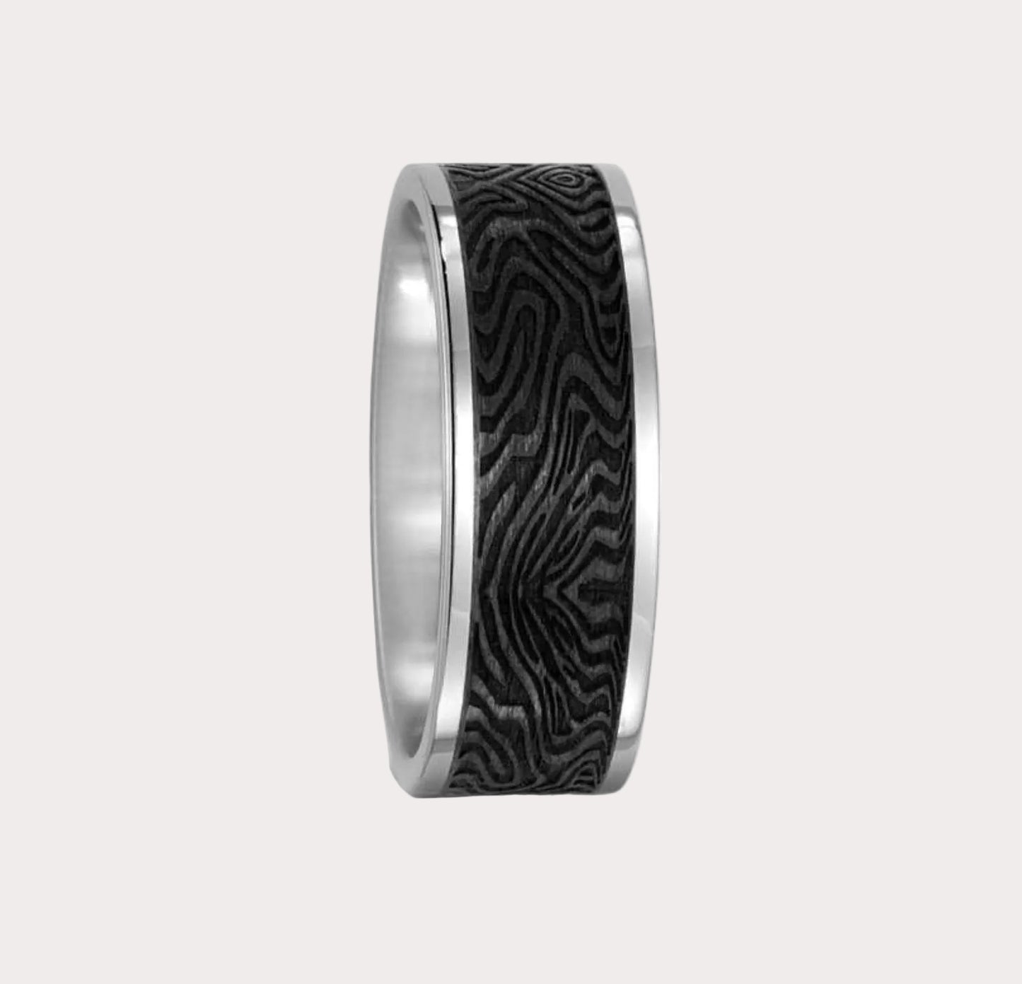 Titanium and Carbon Patterned Groove Ring