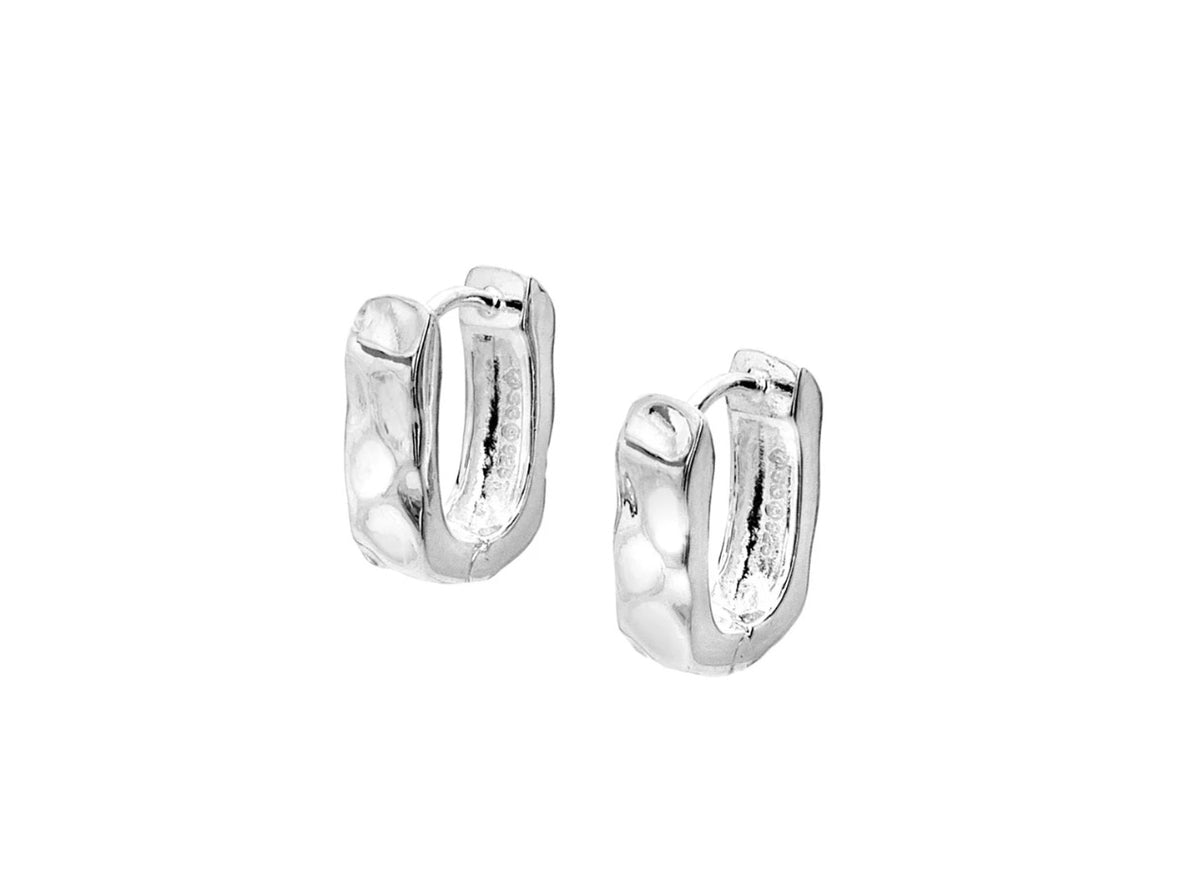 Origins Water Effect Rectangle Silver Hoops