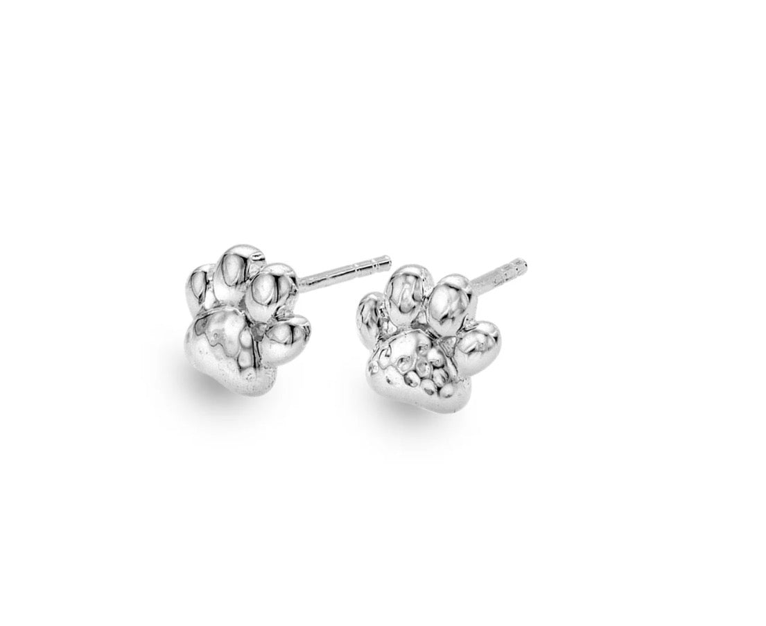 Origins Dog Paw Silver Stud Earrings
