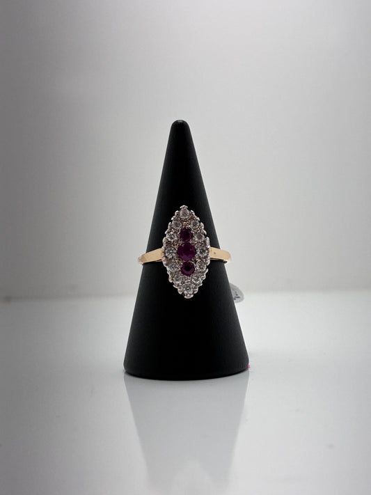 9ct Yellow Gold Ruby & Diamond Ring