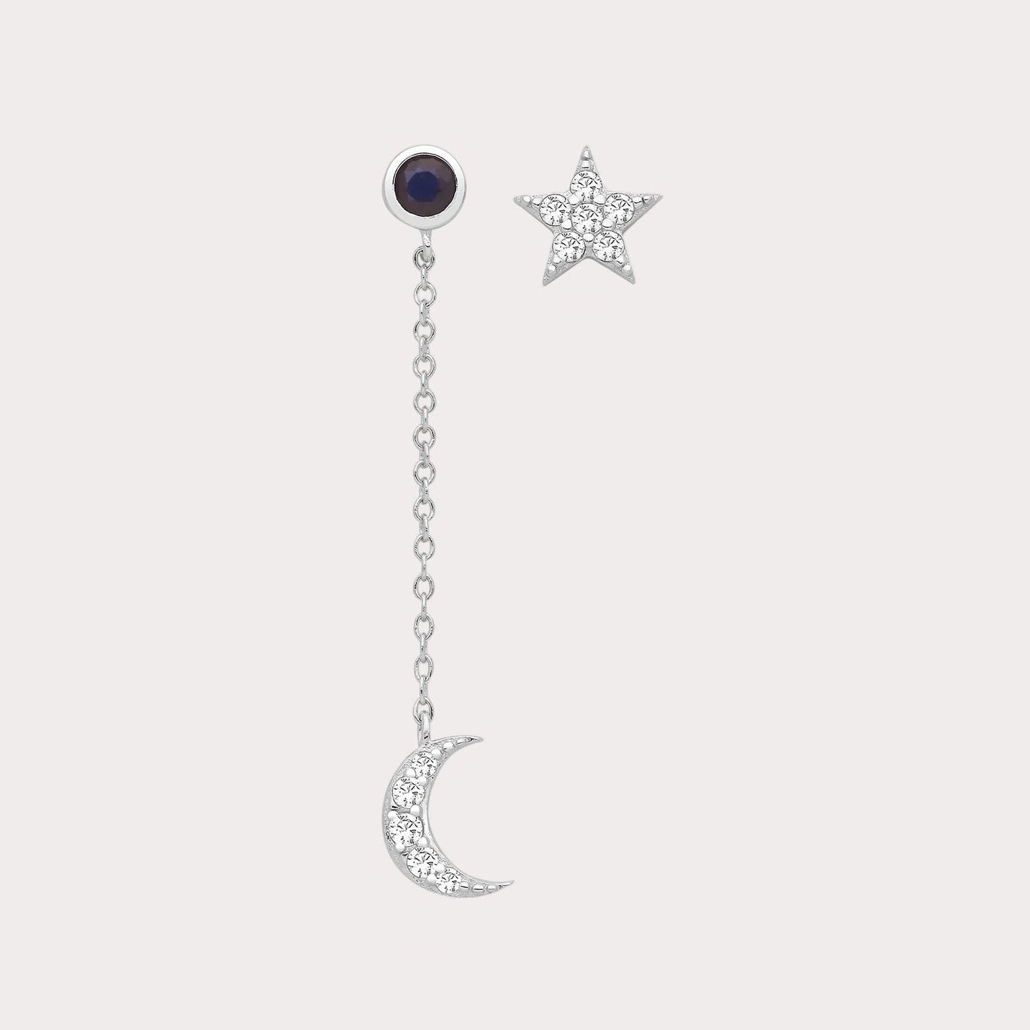 Sterling Silver Moon And Star Drop Earrings