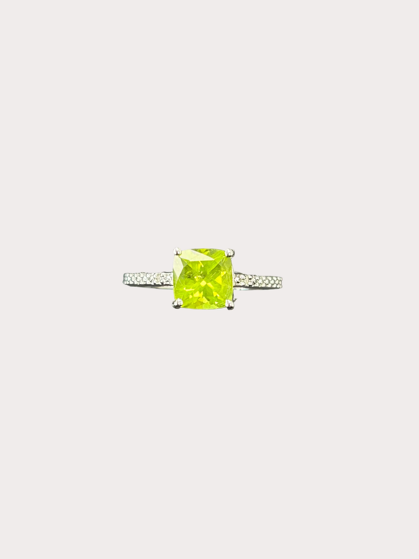 Sterling Silver Cushion Cut Gemstone Ring