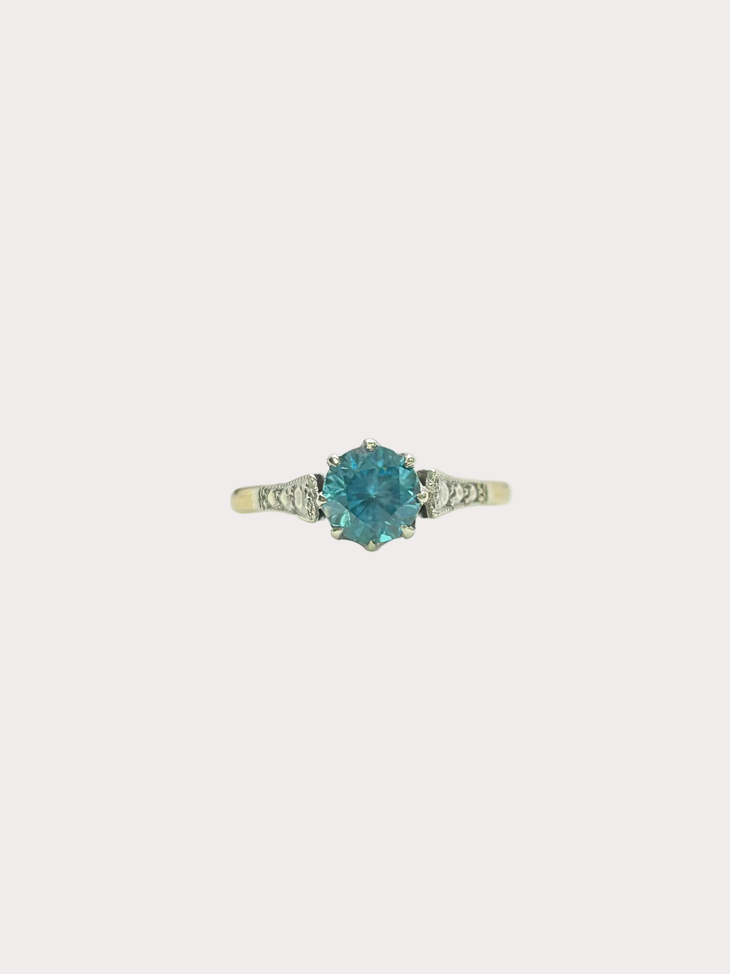 Pre-Owned 9ct Yellow Gold Blue Zircon Ring