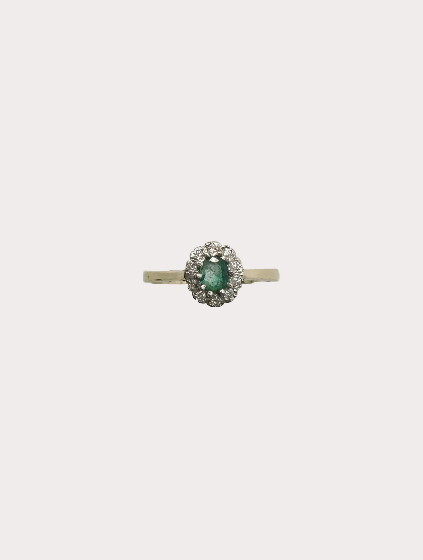 9ct Gold Emerald and Diamond Halo Ring