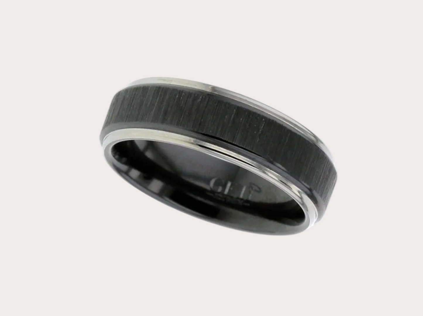 Flat Profile, Zirconium Ring with Thin Ridges