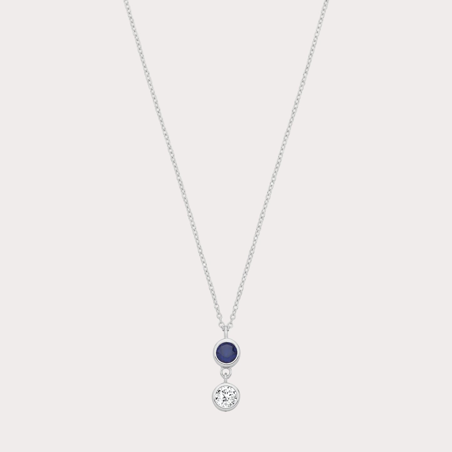 Sterling Silver 2 Stone Drop Pendant