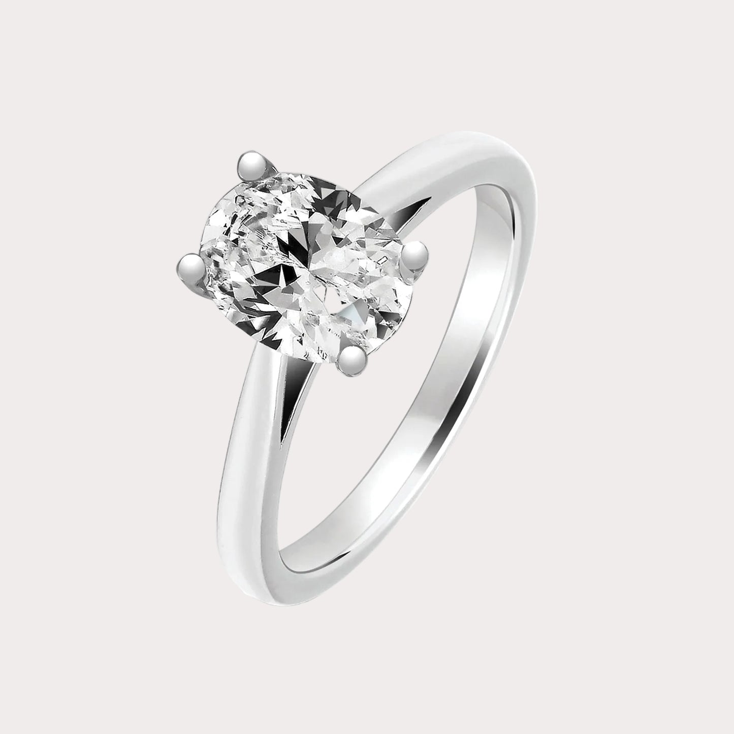 Sterling Silver Oval CZ Solitaire Ring