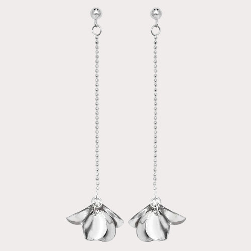 Sterling Silver Flower Dangle Earrings