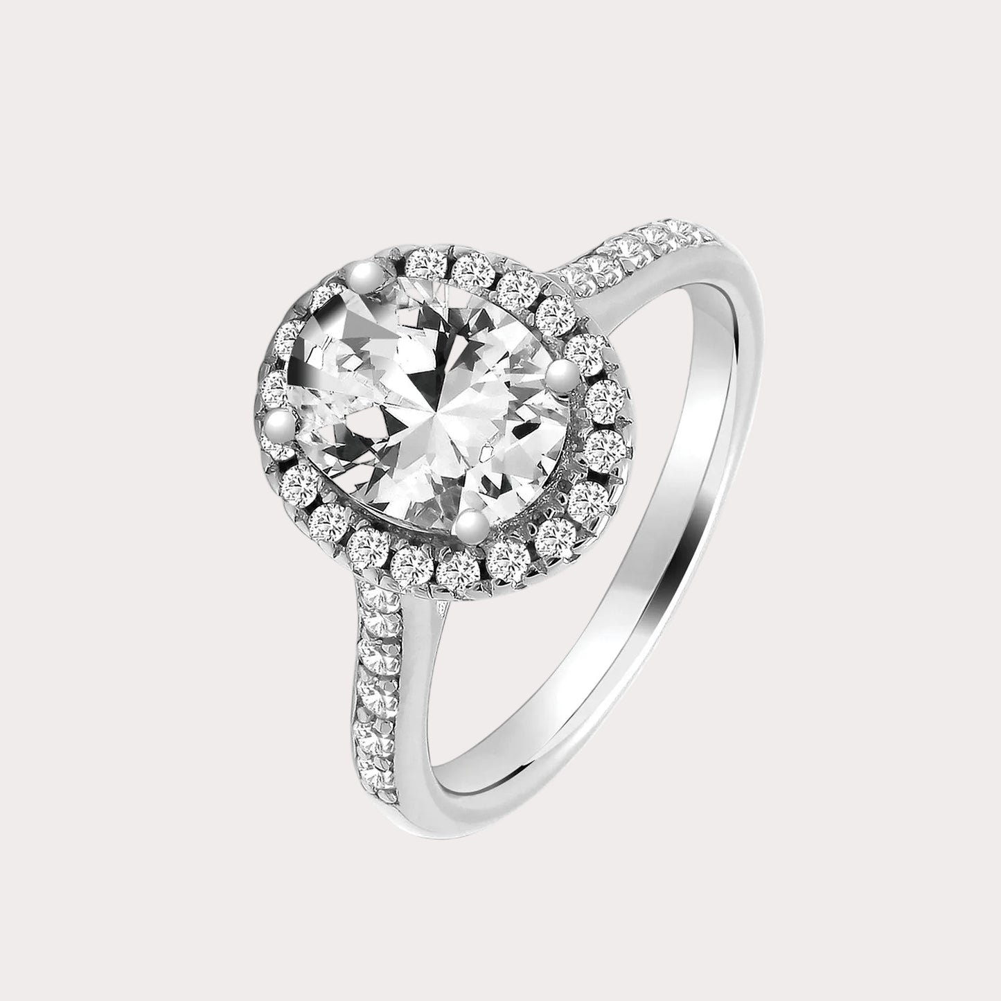 Sterling Silver Oval Halo CZ Ring
