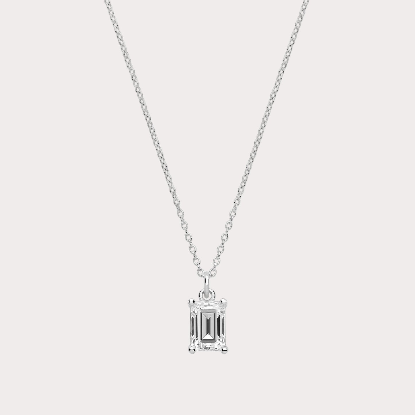 Sterling Silver Emerald Cut CZ Pendant