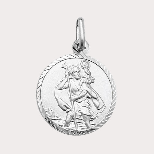 Sterling Silver Diamond Cut St. Christopher pendant