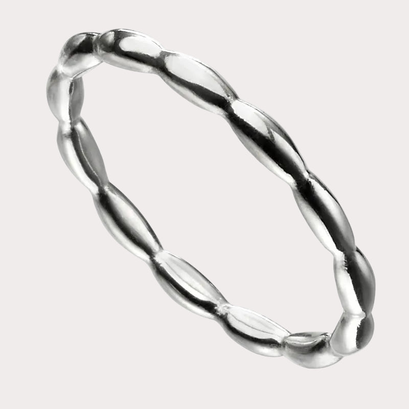 Sterling Silver Organic Bead Ring Size P