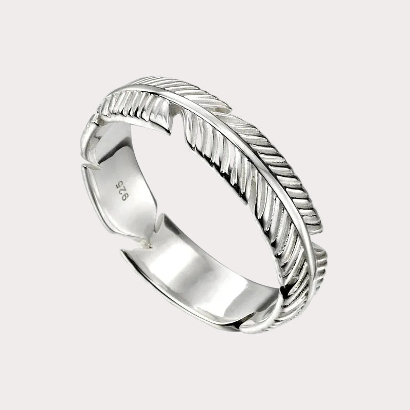 Sterling Silver Small Feather Band Ring
