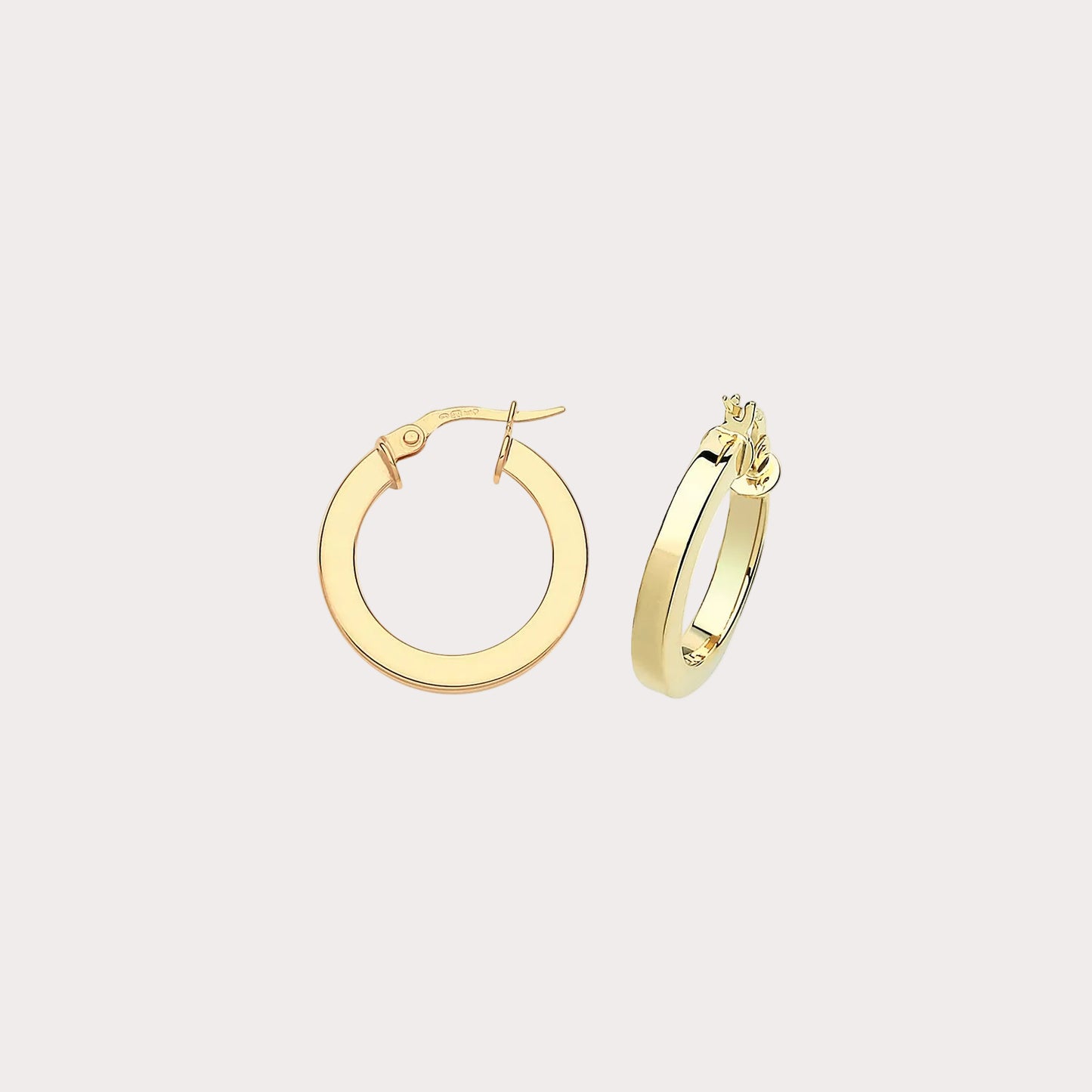 9ct Yellow Gold Square Tube Hoops
