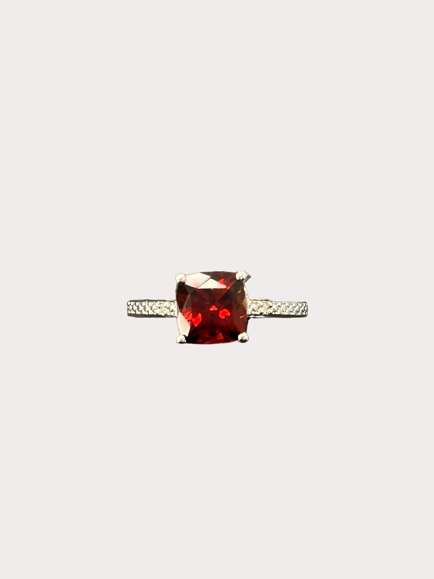 Sterling Silver Cushion Cut Gemstone Ring