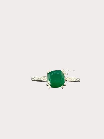 Sterling Silver Cushion Cut Gemstone Ring