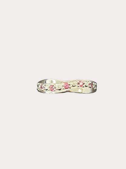 Sterling Silver Twist Style Gemstone Ring
