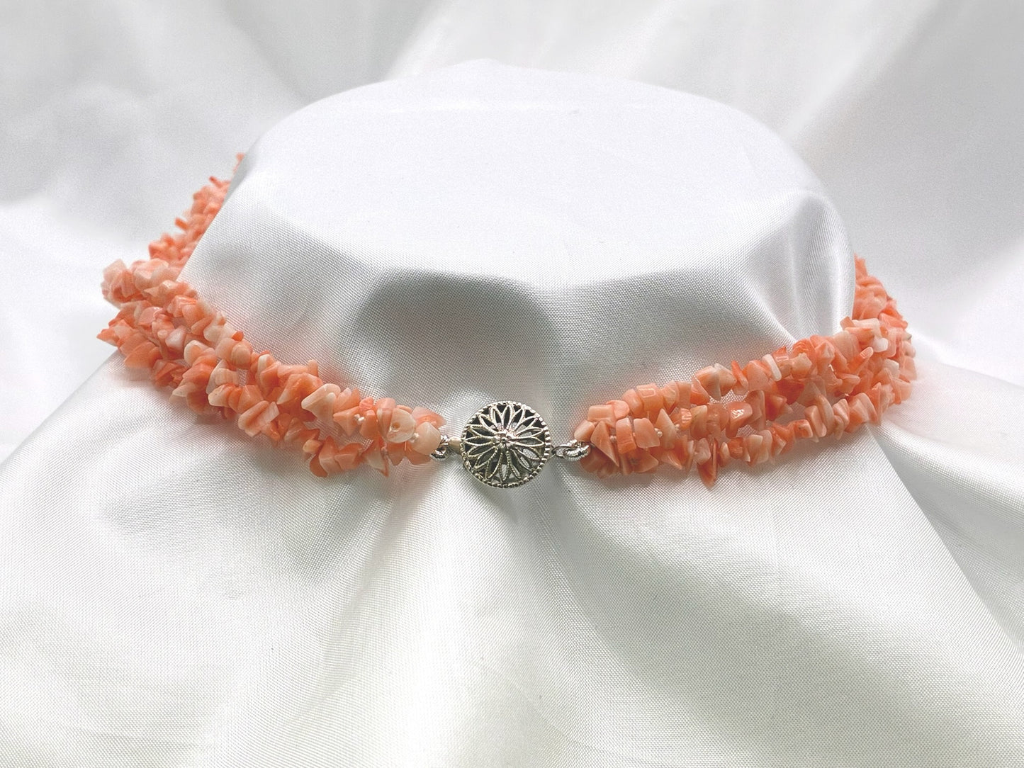 14" 3 Row Coral Necklace
