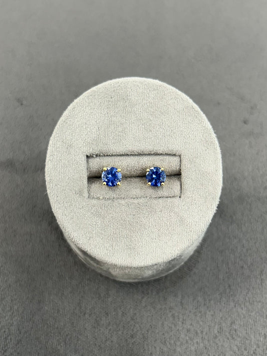 9ct Yellow Gold Lab Sapphire Stud Earrings