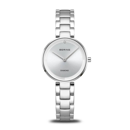 Bering Time Womens Silver and White Diamond Watch