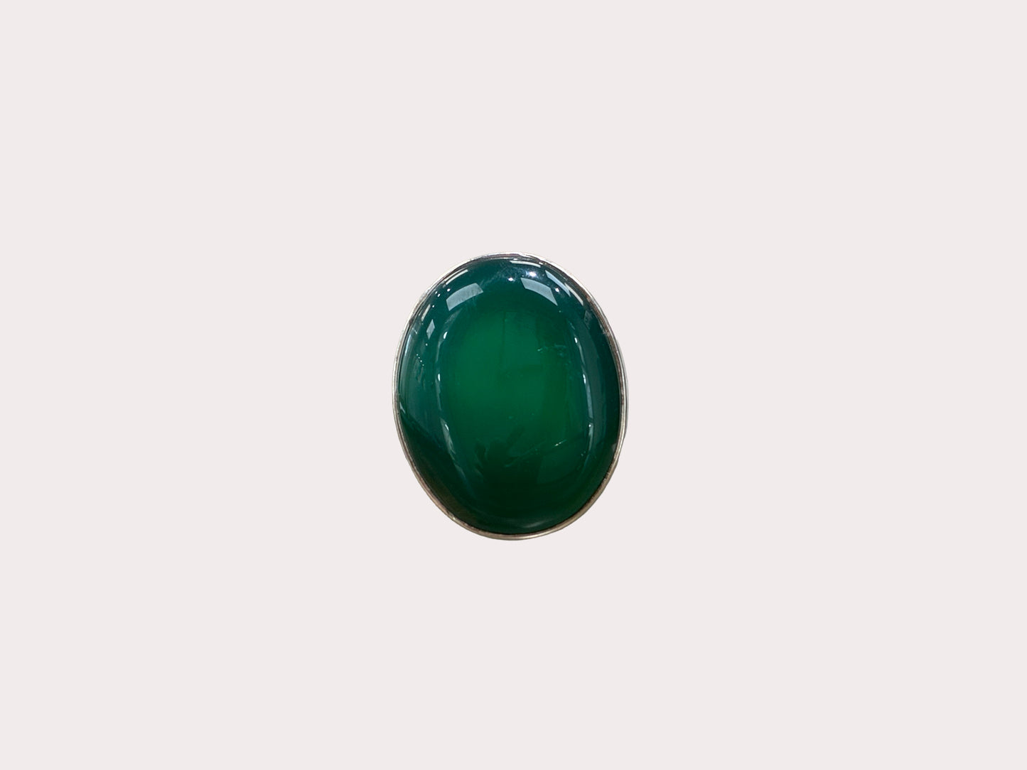 Sterling Silver Heavy Green Onyx Ring
