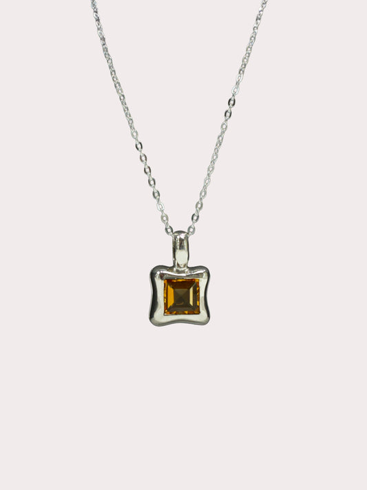 Sterling Silver Square Citrine Pendant