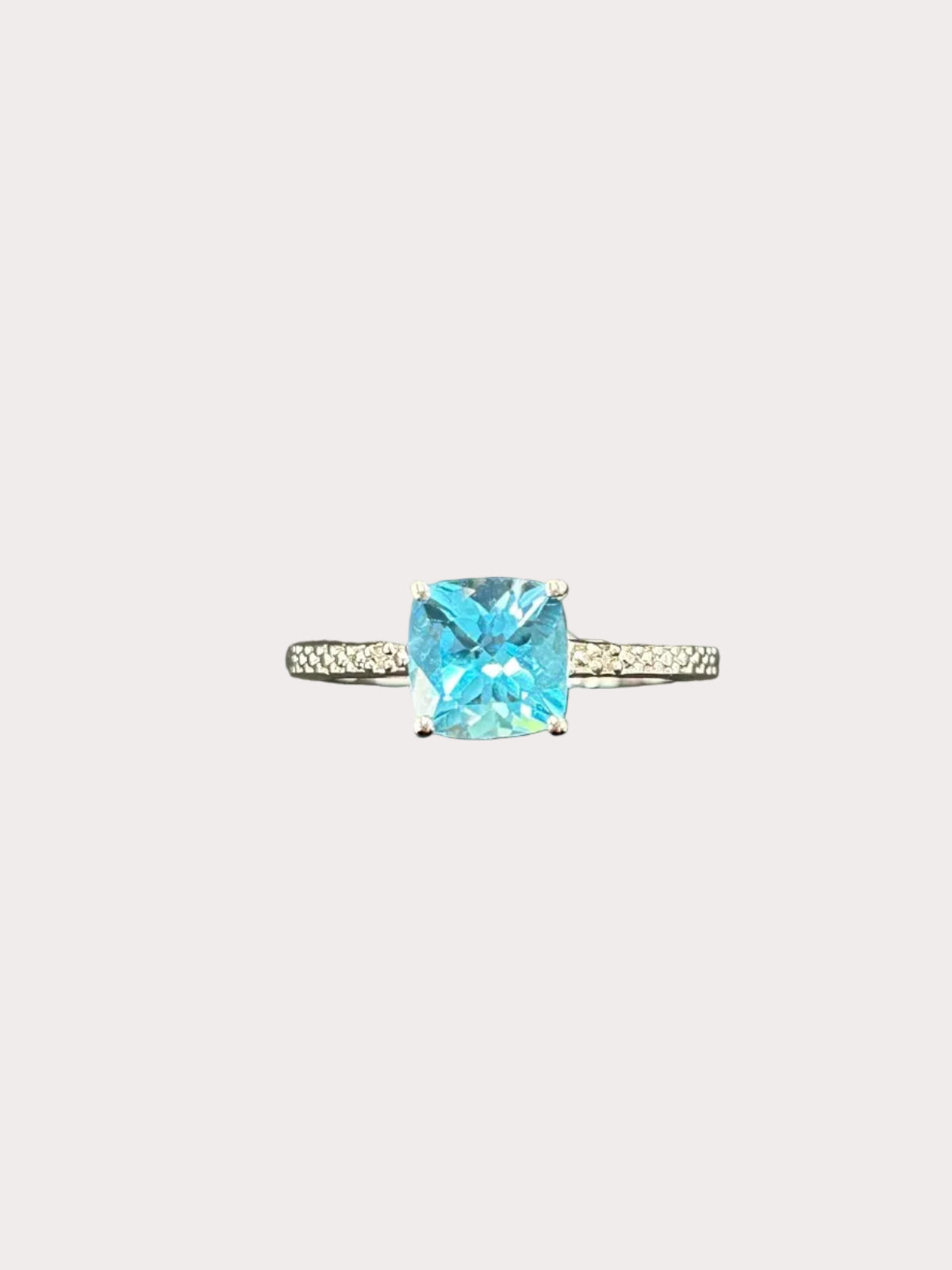 Sterling Silver Cushion Cut Gemstone Ring
