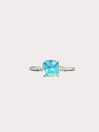 Sterling Silver Cushion Cut Gemstone Ring