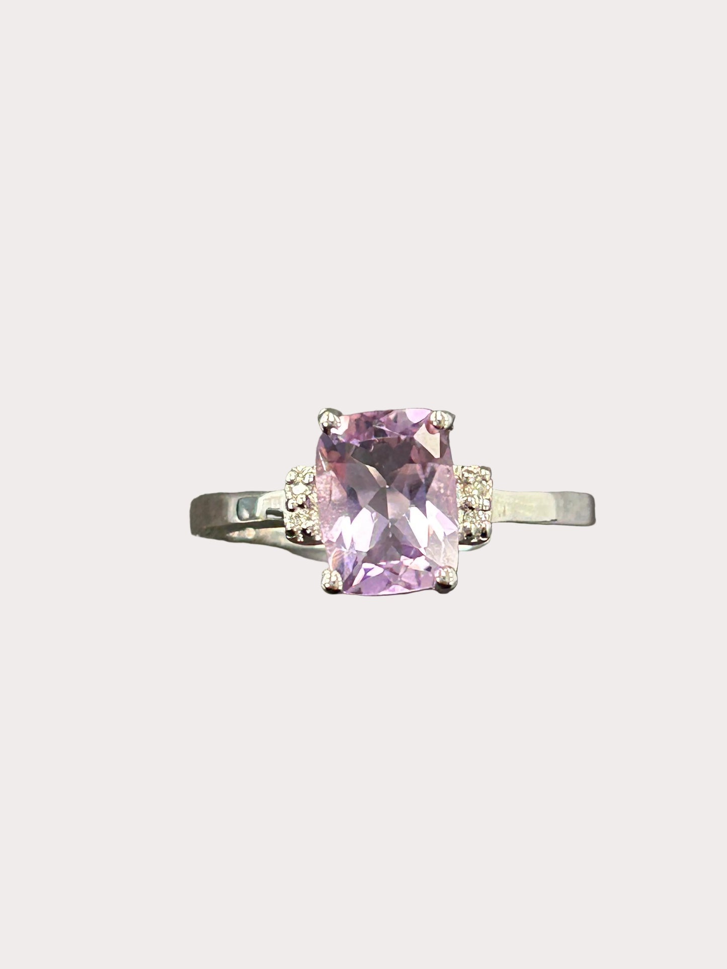 Sterling Silver Cushion Cut Gemstone Ring