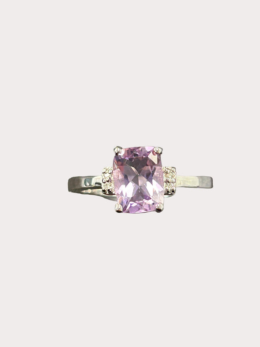 Sterling Silver Cushion Cut Gemstone Ring
