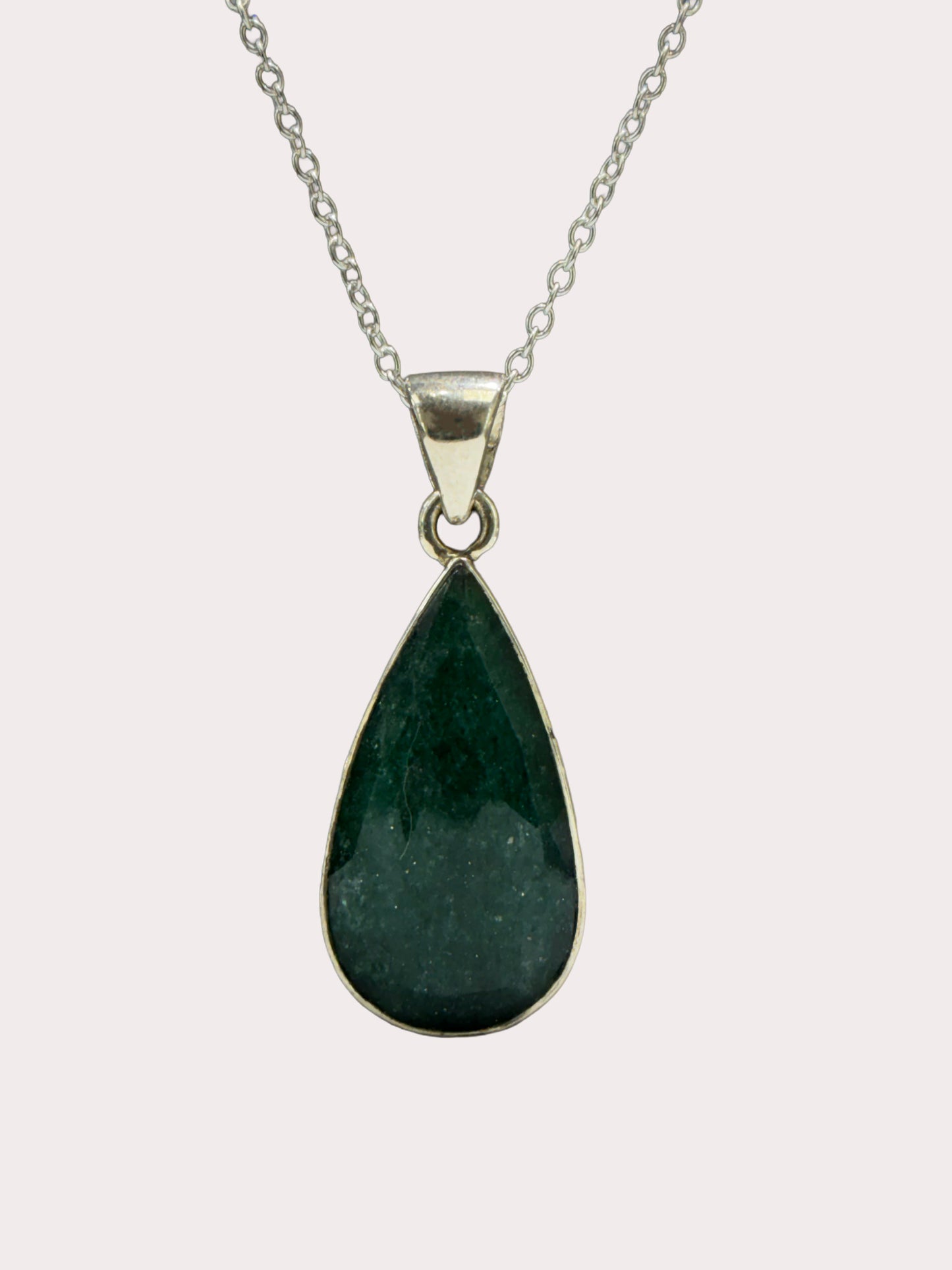 Sterling Silver Aventurine Teardrop Pendant