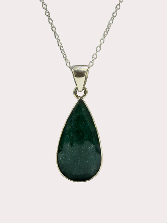Sterling Silver Aventurine Teardrop Pendant