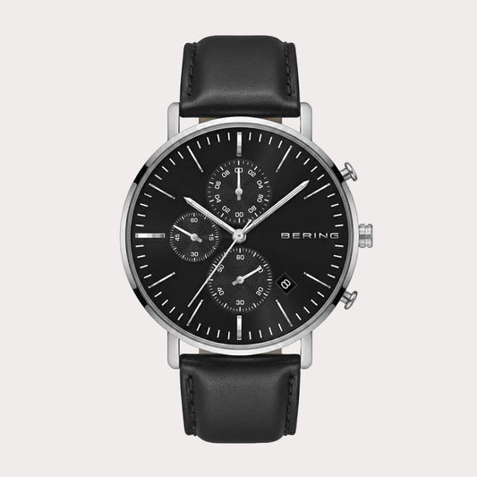 BERING Men's Silver and Black Watch