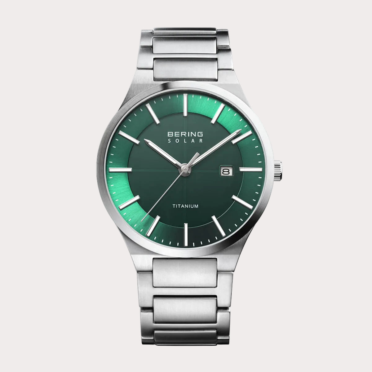BERING Men's Silver and Green Watch