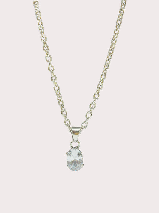 Sterling Silver Oval CZ Pendant