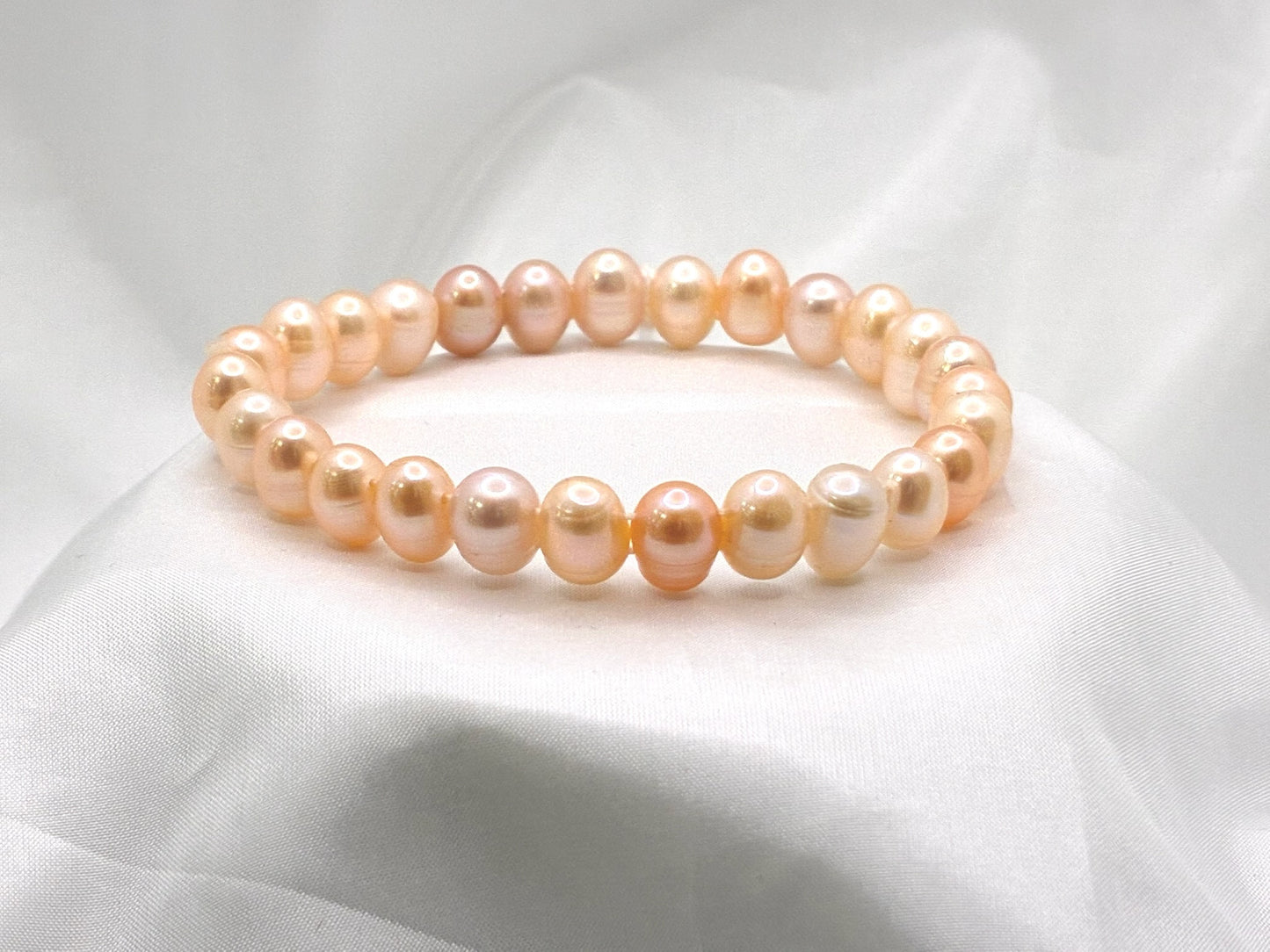 Elasticated Pink Pearl Bracelet