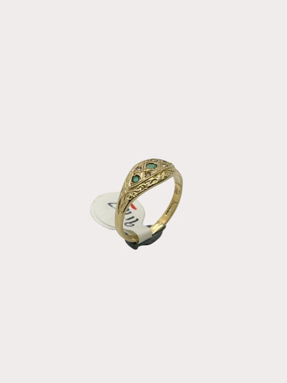 9ct Gold Emerald and Diamond Signet Band