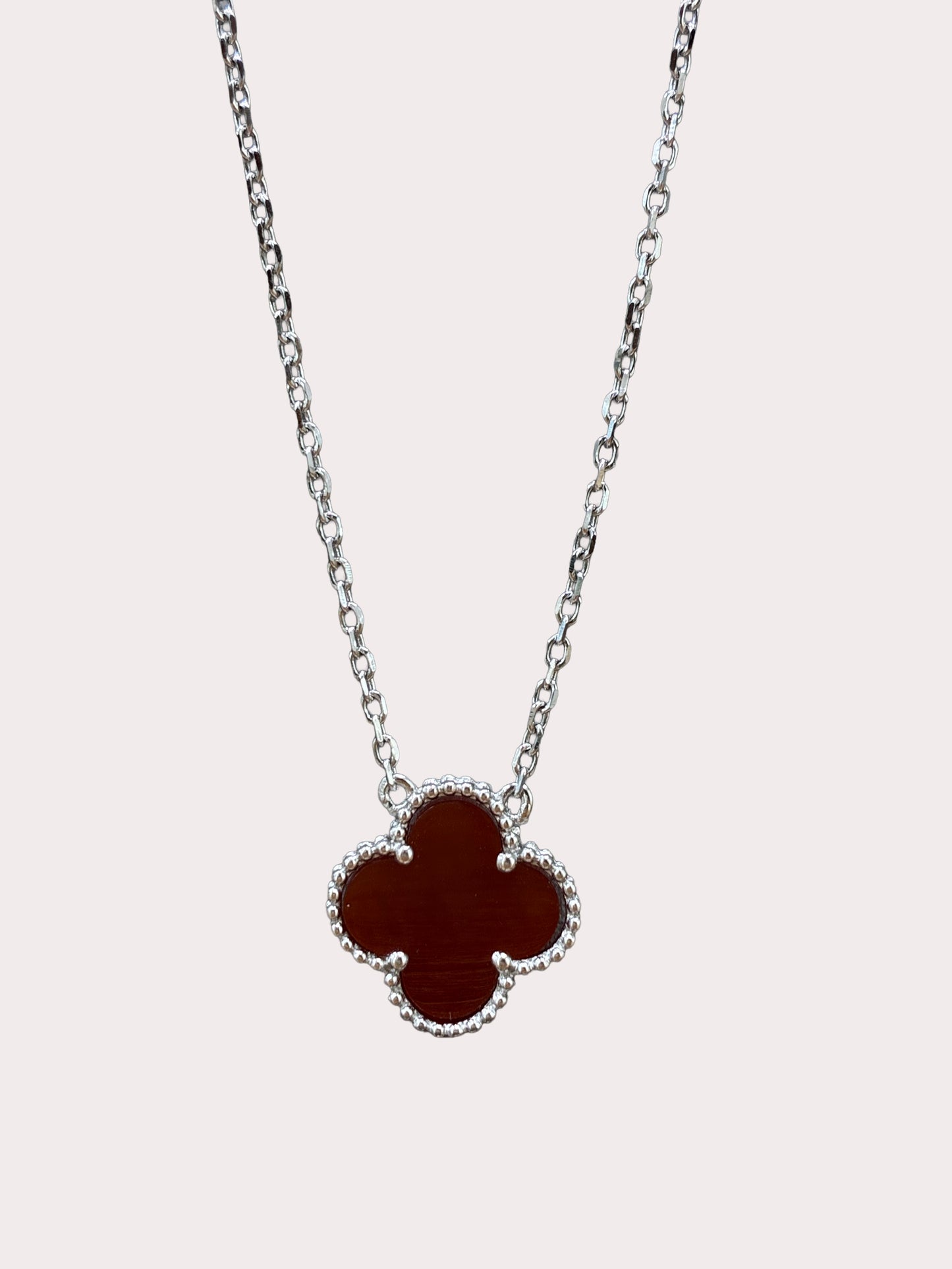 Sterling Silver Red Clover Pendant