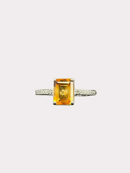 Sterling Silver Emerald Cut Gemstone Ring with Full Shoulders