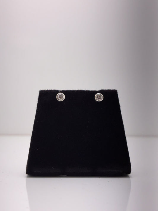 Sterling Silver Diamond Stud Earrings