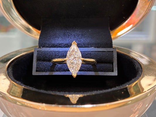18ct Gold 1.5ct Marquise Cut Lab Diamond Ring