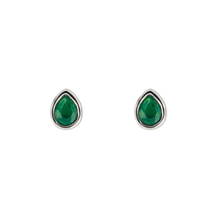Sterling Silver May Emerald Chalcedony Earrings