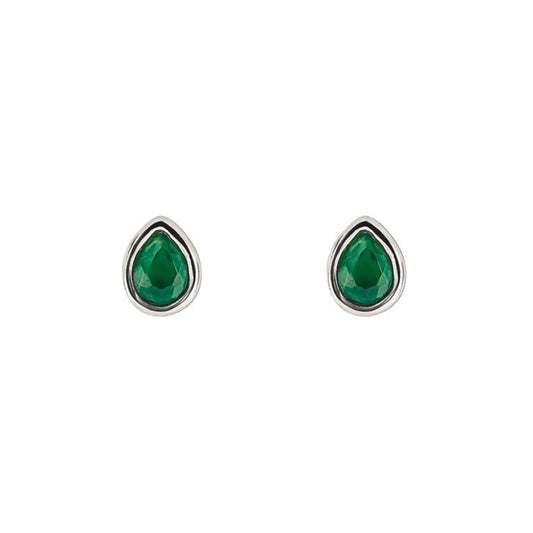 Sterling Silver May Emerald Chalcedony Earrings