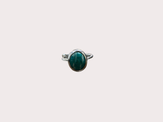 Sterling Silver Round Malachite Ring