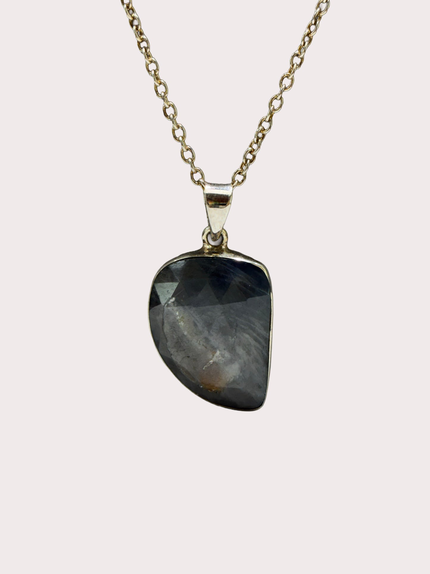 Sterling Silver Natural Sapphire Freeform Pendant
