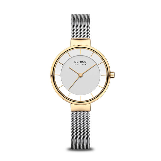 Bering Time Womens Silver and Gold Solar Watch