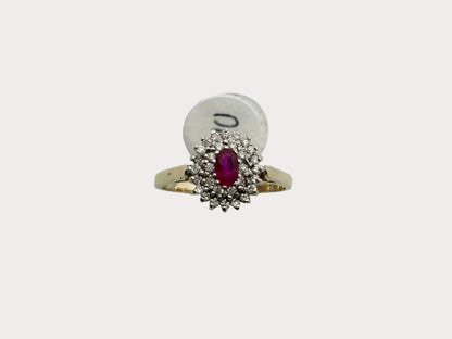 9ct Gold Ruby Diamond Cluster