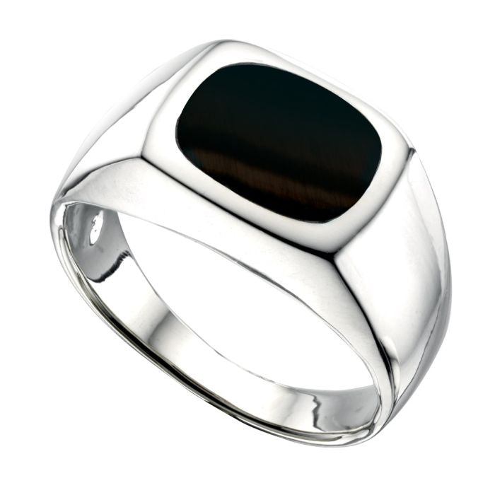 Sterling Silver Oval Onyx Signet Ring